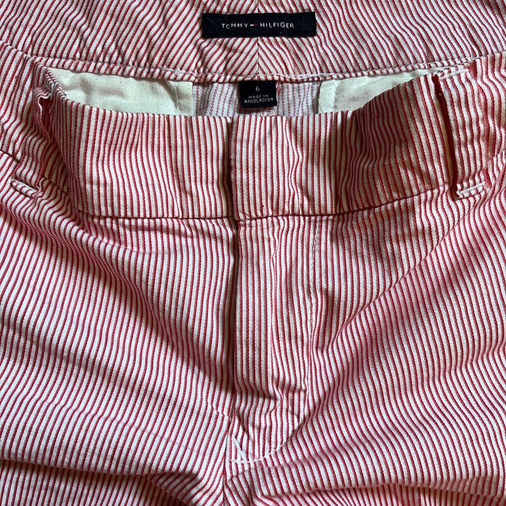 Tommy Hilfiger Red and White Striped Women Shorts